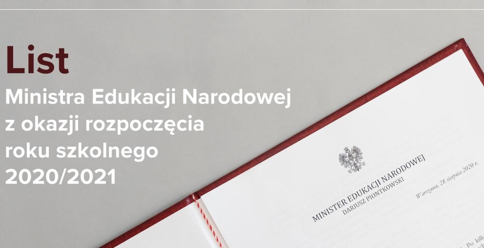 List Ministra Edukacji Narodowej